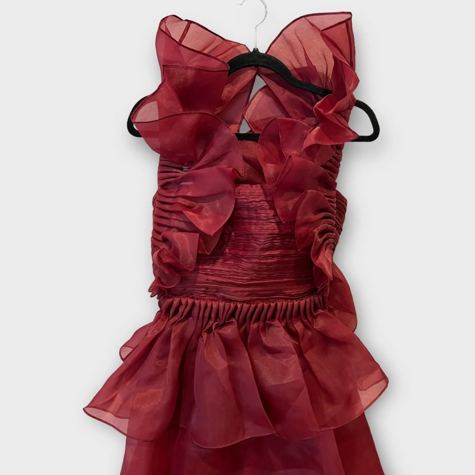 Aje Asra Pleated Frill Midi Dress Size AU/10, US/6 Red - Image 10