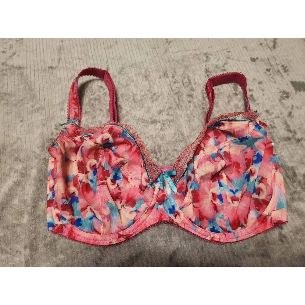 FREYA PLUNGE BALCONY BRA UK SIZE 34H US Size 34K PINK FLORAL CRUSH UNDERWIRED - Image 2