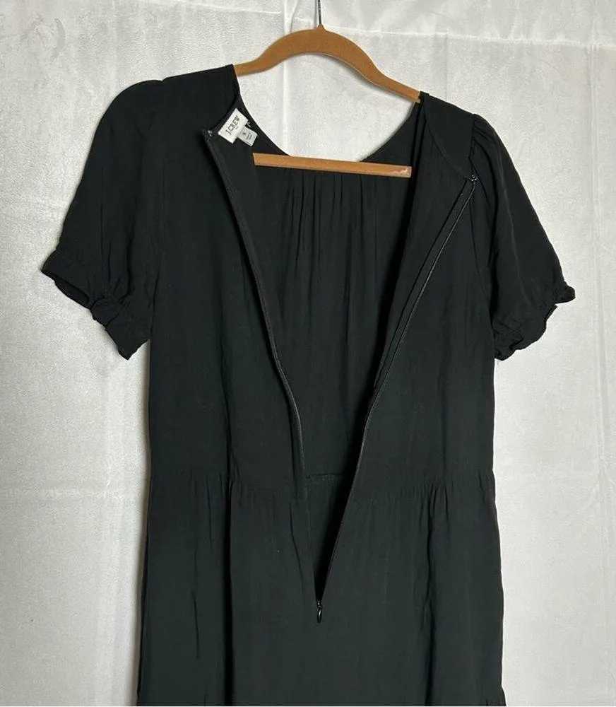 J.Crew Factory Black 100% Lenzing Ecovero Viscose Tiered Crewneck Midi Dress S - Image 4