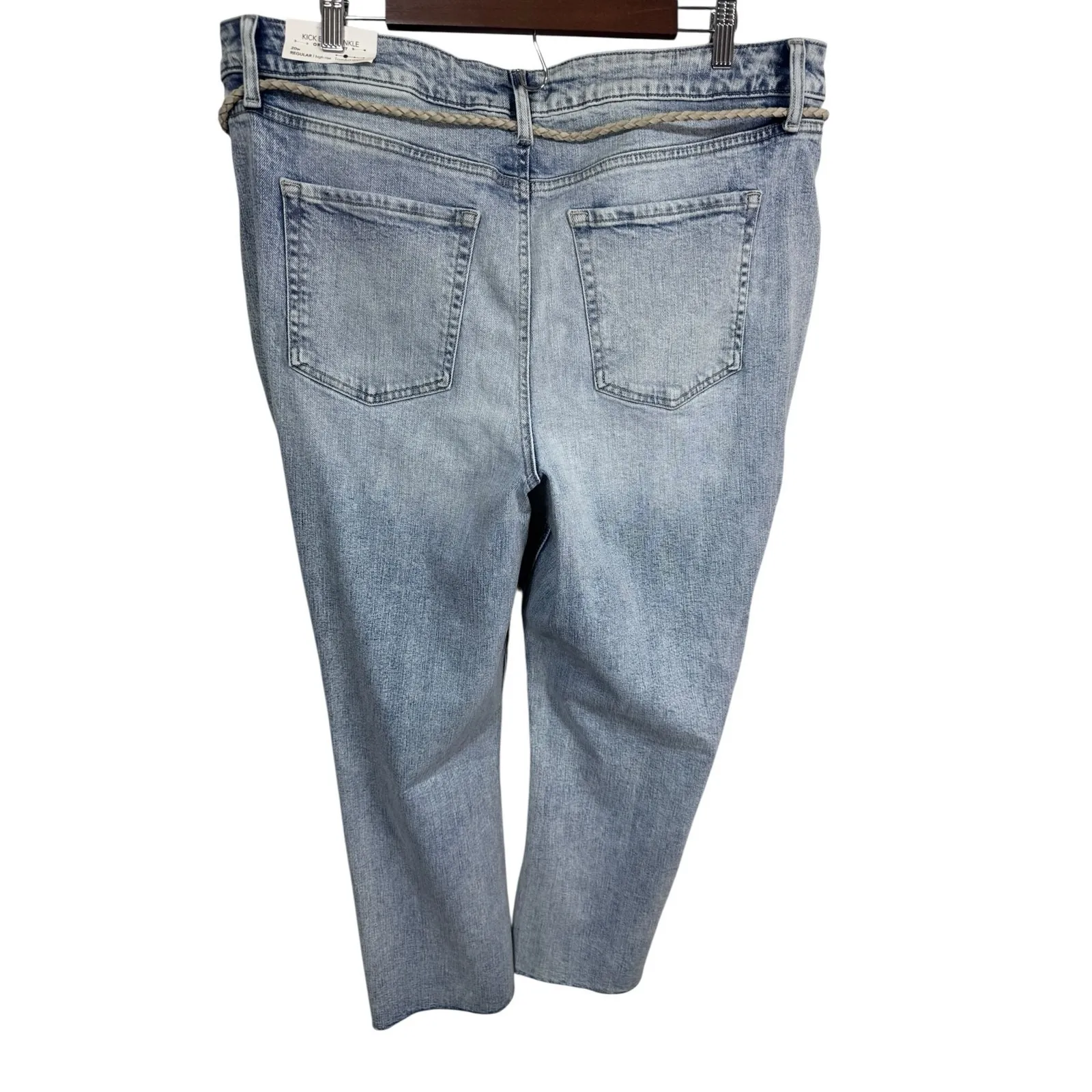 Maurices Kick Boot Ankle Jeans High Rise Button Fly Light Wash Raw Hem Women 20W - Image 3