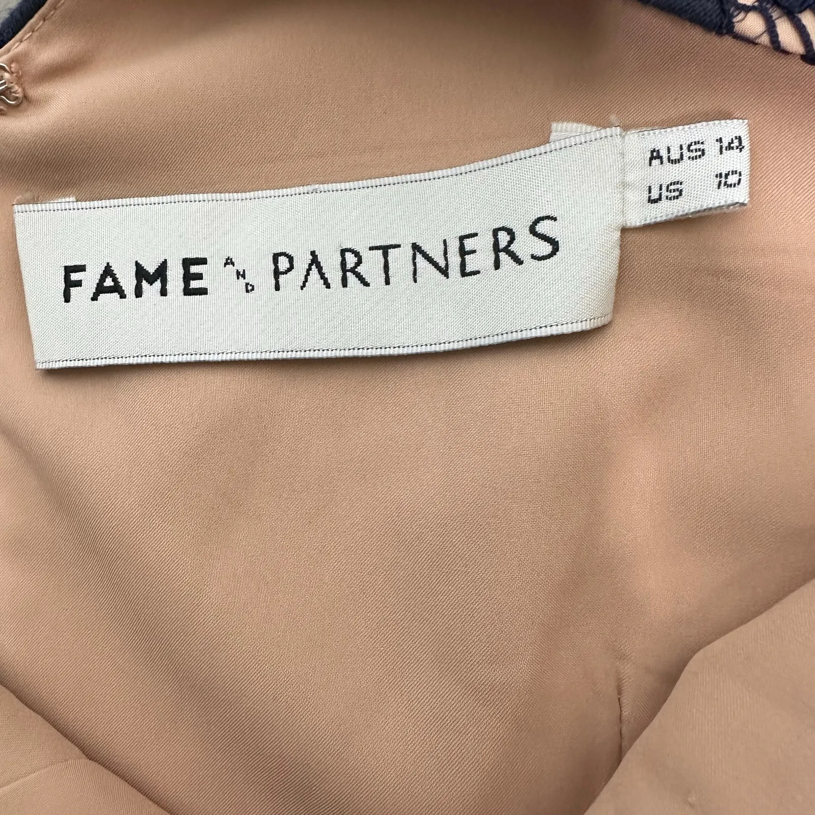 Fame & Partners Embroidered Cut Out Midi Dress Women's Blue Size 10 - Image 5