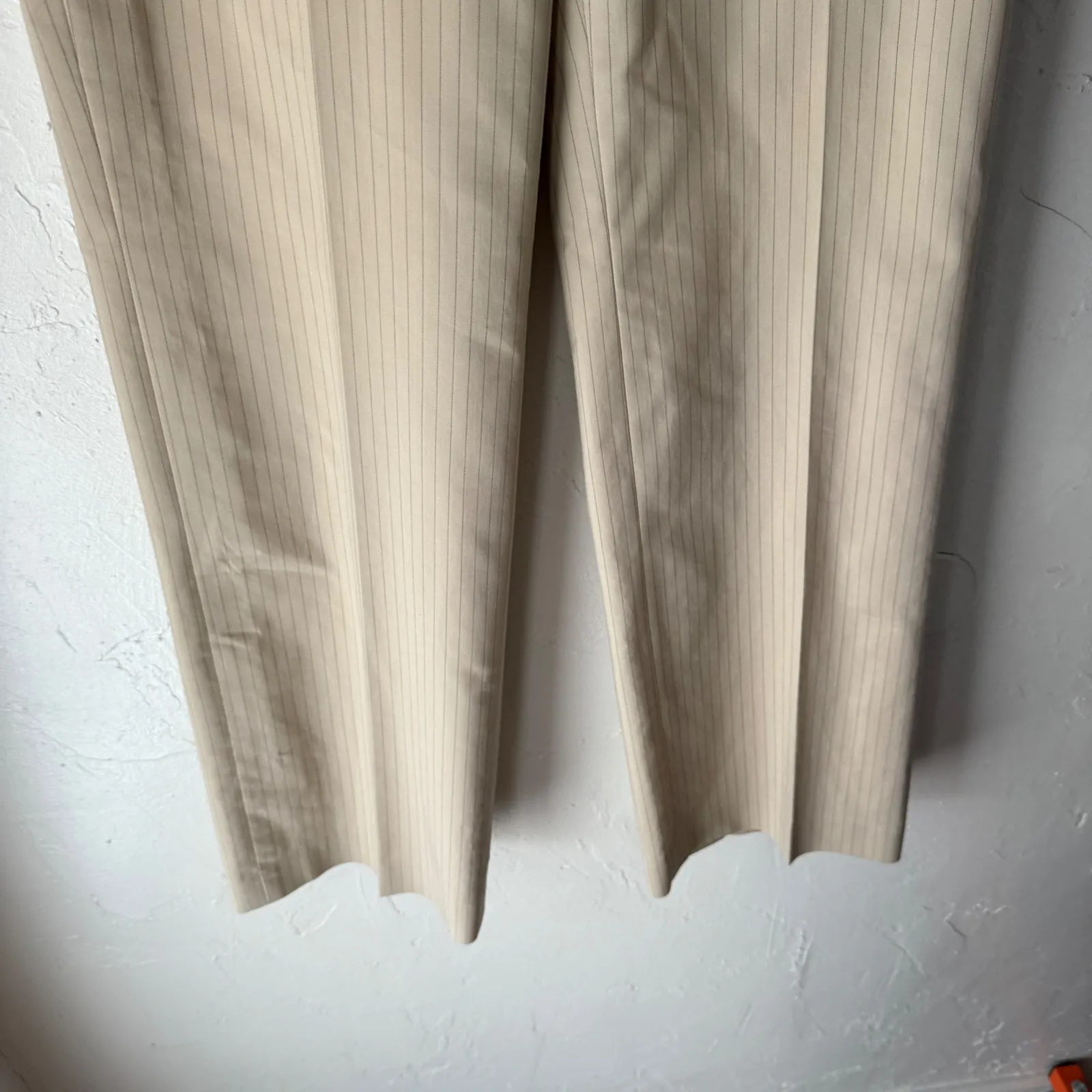 Ann Taylor Factory Y2k Womens Tan Pinstripe Wide Leg Dress Pants 8 Office Siren - Image 3