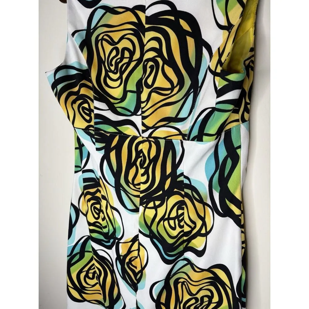 Dressbarn Womens Size 8 Dress Babydoll Floral Stretch Sleeveless Pleated VNeck - Image 4