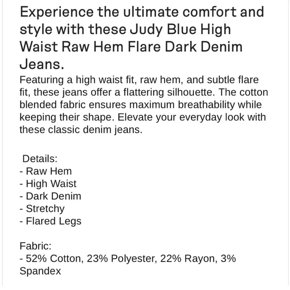 Judy Blue Dark Wash Raw Hem Flare Jeans, Sz 11/30 - Image 15