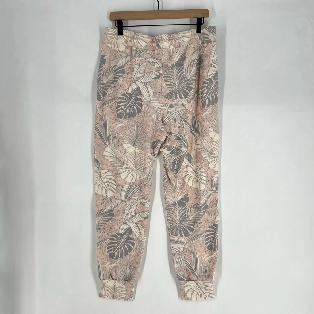 Sundry Pastel Leaf Print Soft Stretch Jogger Pants Drawstring Loungewear Size 4 - Image 7