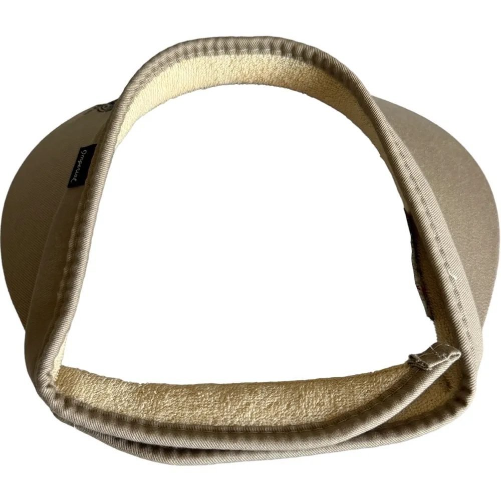 Imperial Sports Khaki Visor Hat Tan & Navy Blue Embroidered - Image 4