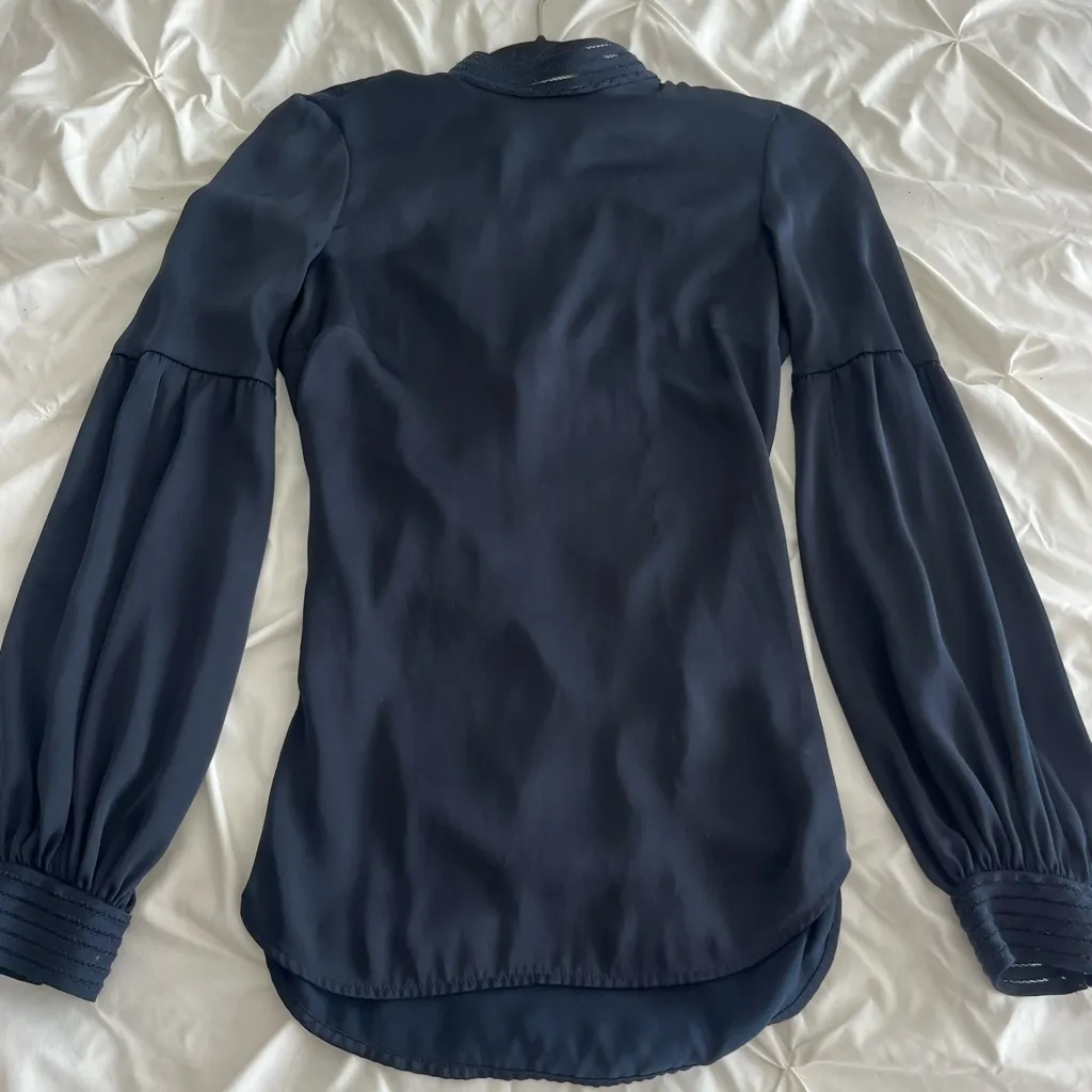 Elegant silk Navy Blue Women's Top Size 2 - Image 3