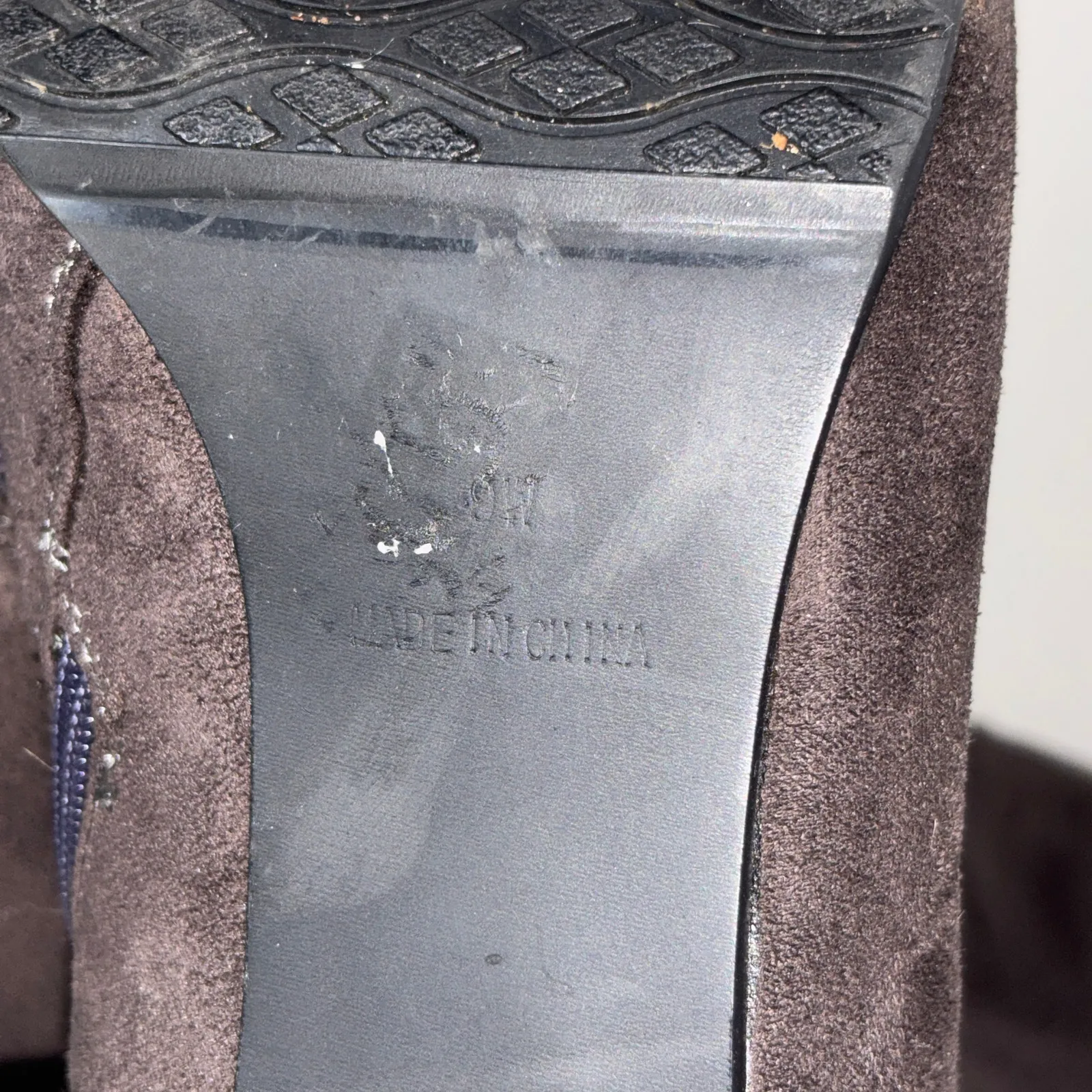 Midnight Velvet Brown Suede Beaded Heeled Boots 9W Size 9 - Image 5