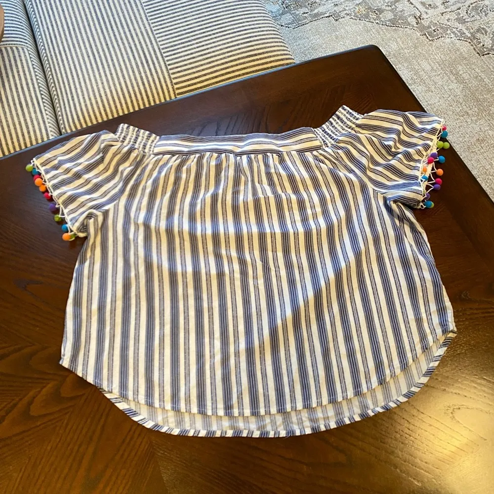 Off Shoulder Colorful Tassel Top Blue Size XL - Image 3