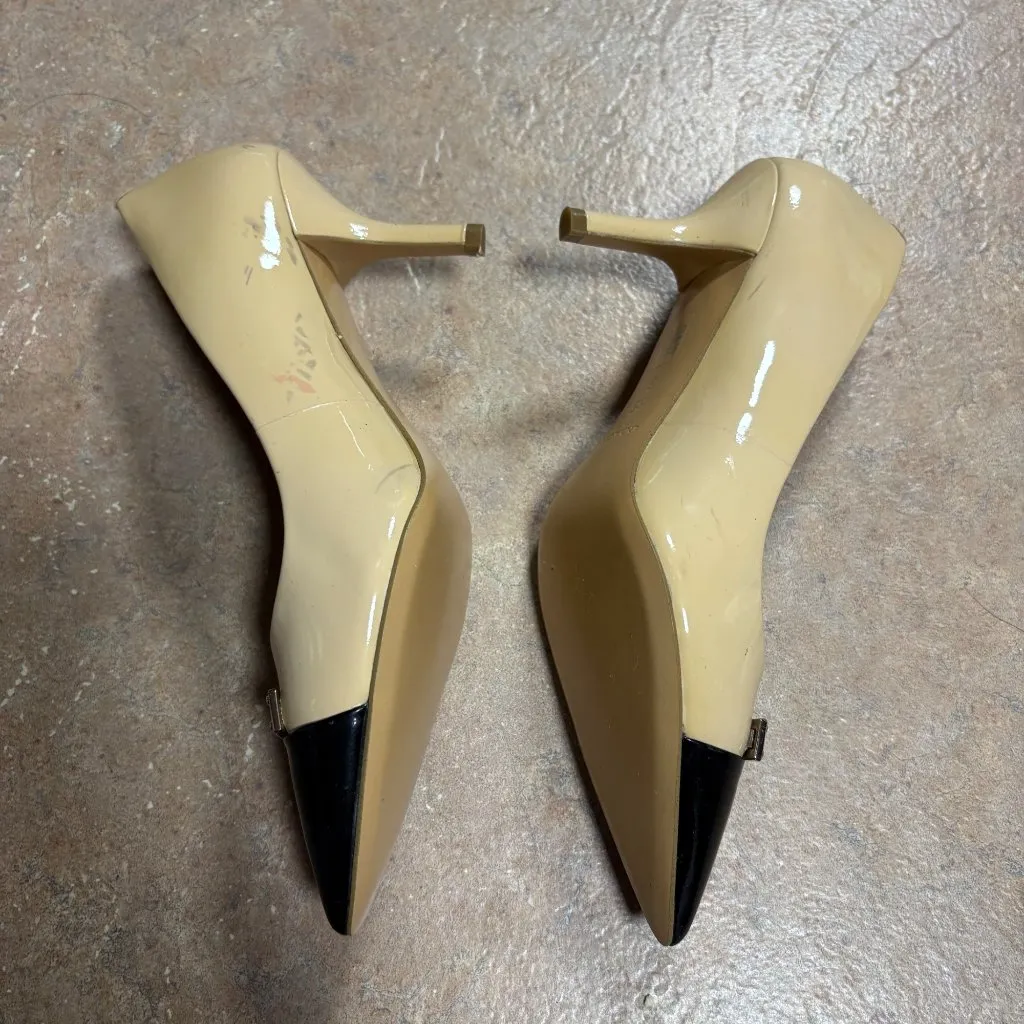 NWD Coach Zan Pointed Toe Pumps Size 6.5B Tan & Black Leather Heels - Image 4