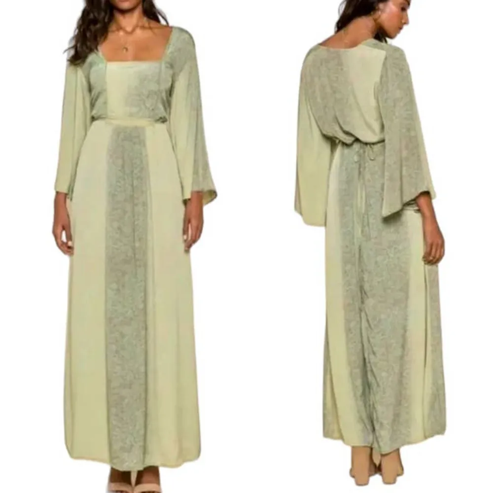 RAGA Maxi Dress Rustic Romance Empire Waist Flowy Paisley Print Green NEW XS - Image 3