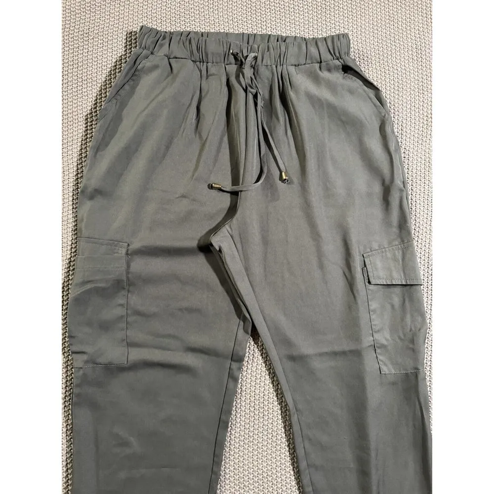 ALLIE ROSE Women's Black Lightweight Green Joggers‎ Cargo Size Medium - Image 2