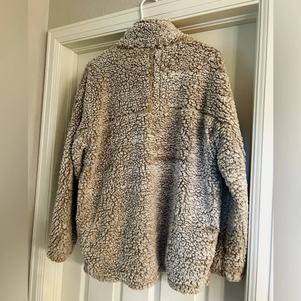 Altar'd State  Cozy Brown Fleece Jacket Quarter Zip Pullover Size Small Like New - Image 3