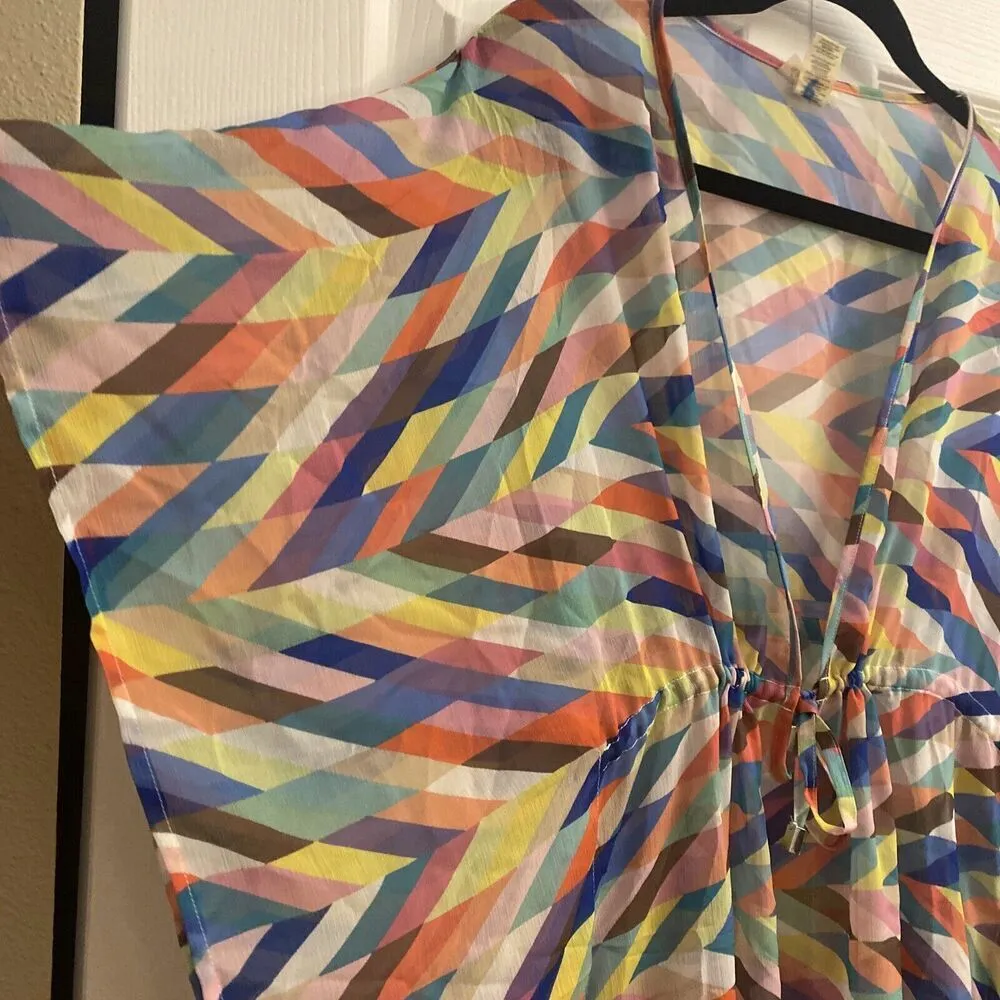 Bleu Rod‎ Beattie Swim Coverup chiffon tunic colorful size large - Image 3