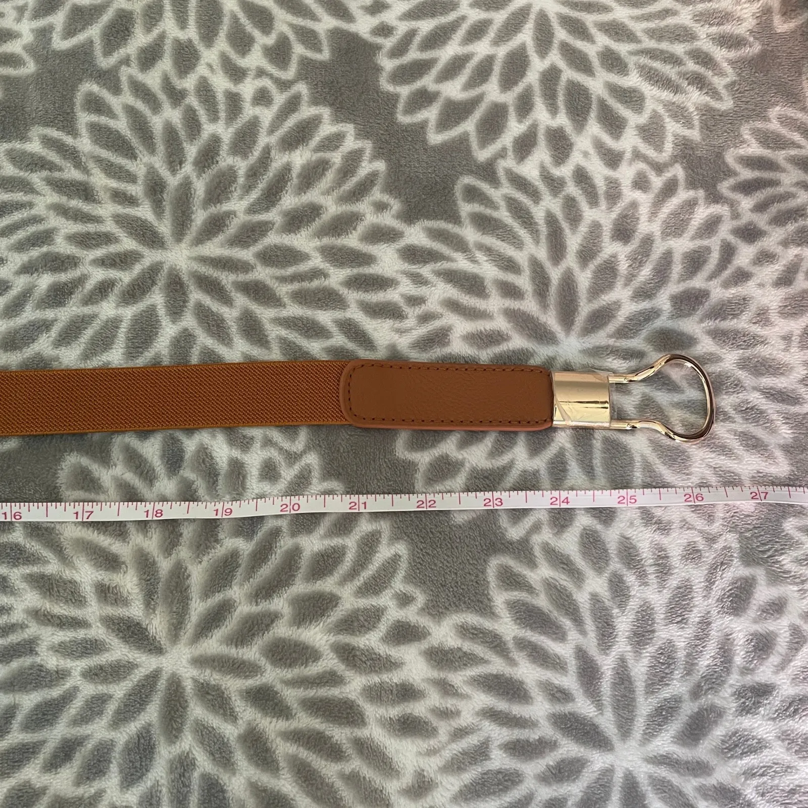 Women's Elastic Stretch Belt XS Gold Knot Buckle Tan Brown Accessory Clean Girl‎ - Image 3