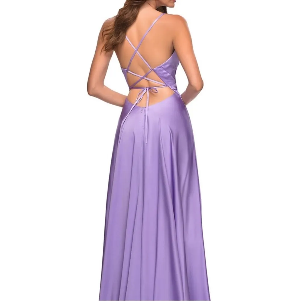 La Femme 30662 Purple Lavender Lace Up Back Gown 0 - Image 2