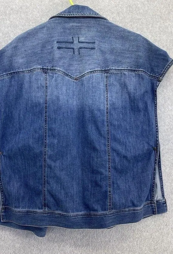 Liverpool Women's Blue Denim Vest Button Front Size XS Rainier Wash 100% Cotton - Image 2