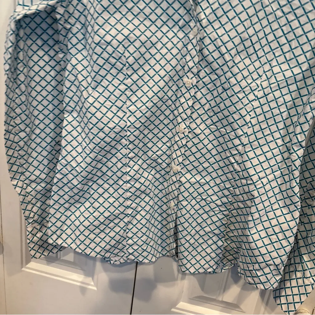 Brooks Brothers‎ Teal And White Tailored Fit Button Down Size 2 - Image 4