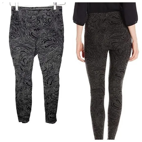 M Miracle body by Miraclesuit black paisley shaping pull on leggings size 2 - Image 2