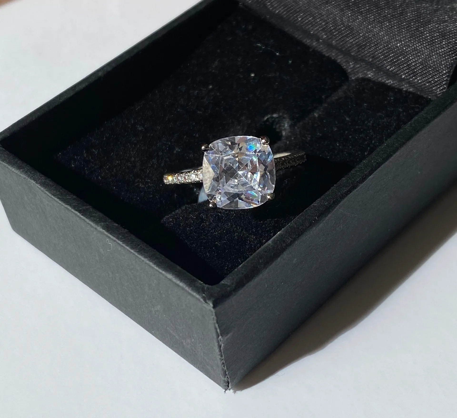 Square Shaped “diamond” Ring Silver - Image 2