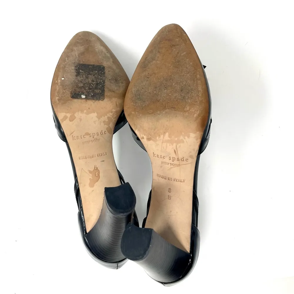 KATE SPADE black patent leather heels, made in Italy, size 8B - Image 8