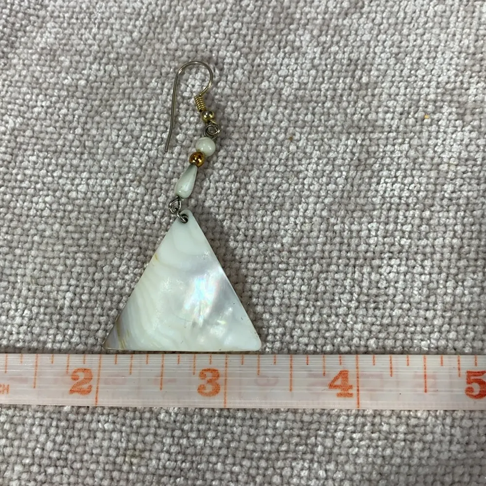 Mother of Pearl Triangle Drop Dangle Earrings White - Image 7