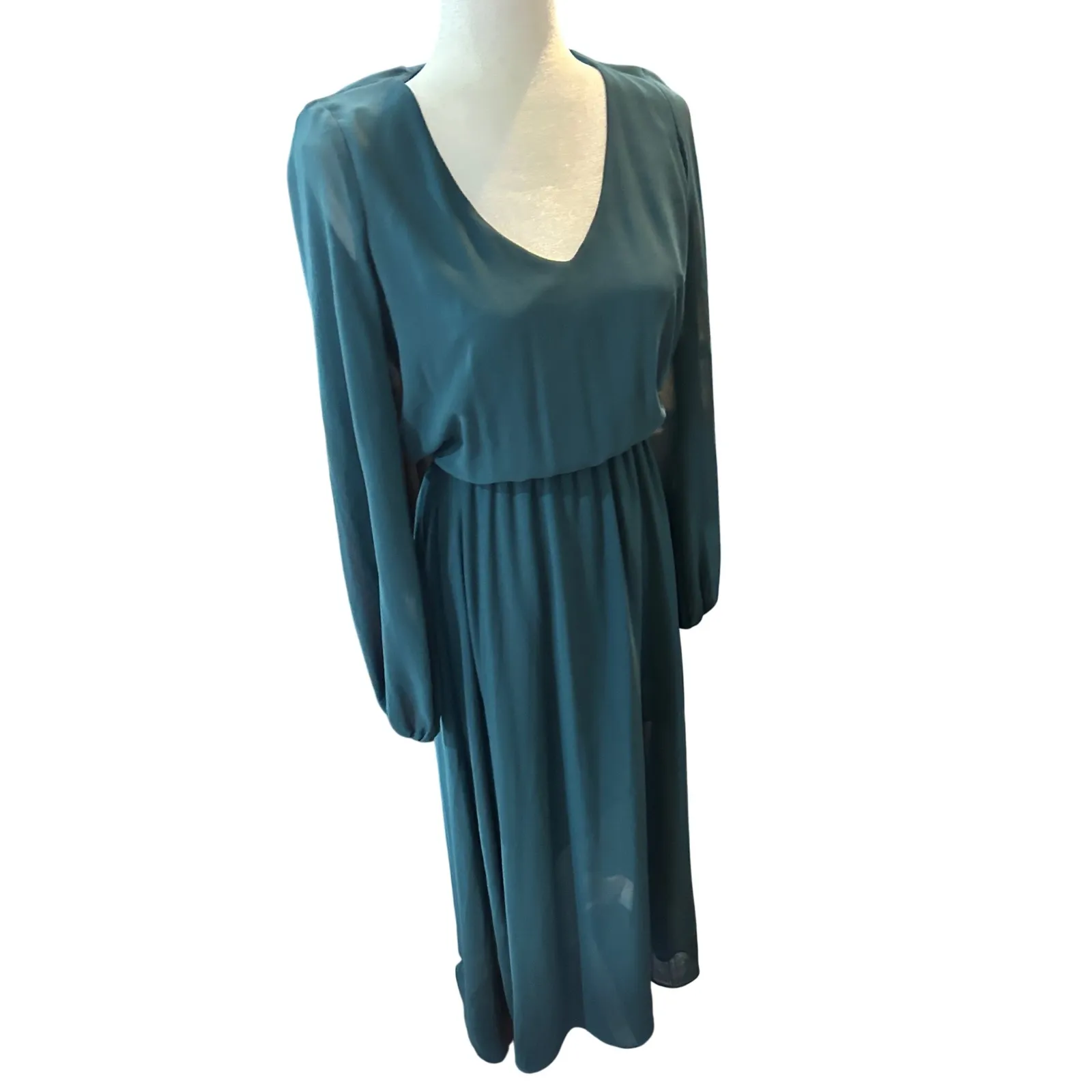 Long Sleeve Maxi Dress Elegant V Neck Evening Party‎ Gown - Image 2