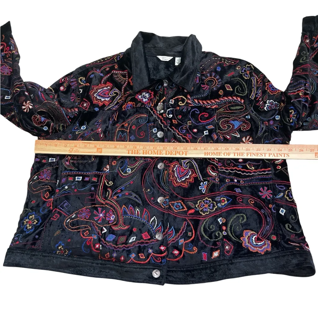 Laura Ashley Women's Paisley Embroidered Velvet Jacket black multi - Image 4