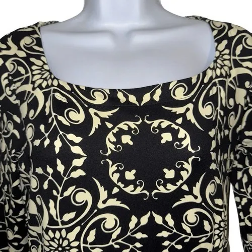 J. MCLAUGHLIN Black & Ivory Floral Emma Pocket Catalina Cloth Dress EUC‎ Small - Image 3