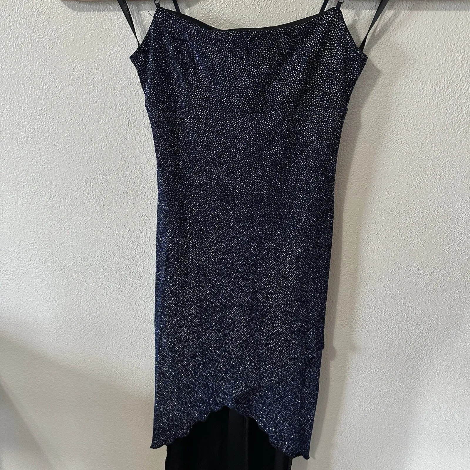 City Triangles Large Vintage Blue‎ Glitter Shimmer Midi Dress 90s Y2K Whimsigoth - Image 2