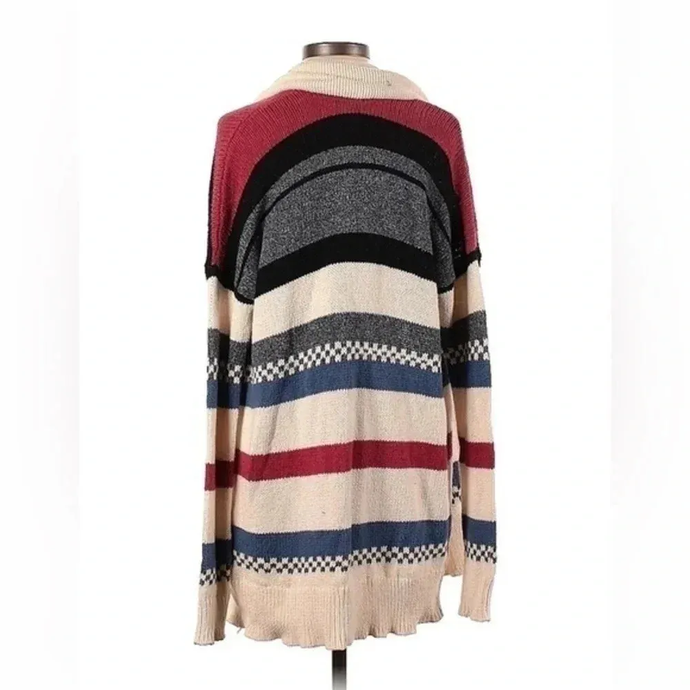 American Eagle AEO Cardigan Sweater Size Small S Striped Shawl Collar Knit Open - Image 3