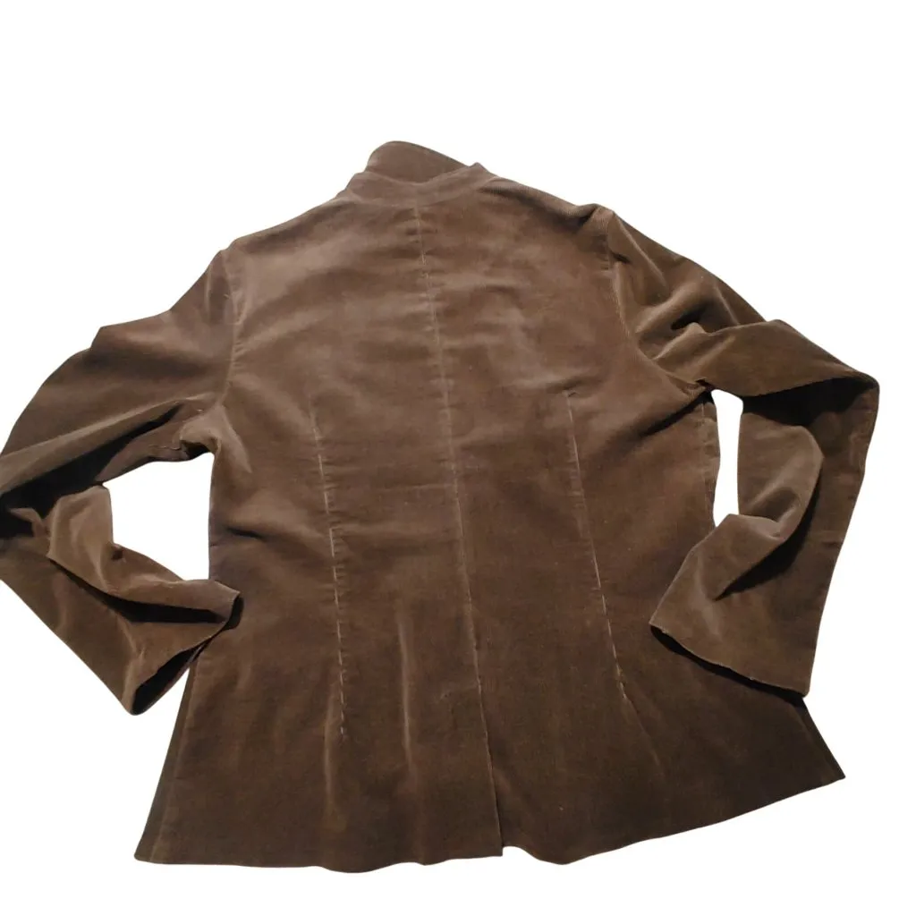 Corduroy Blazer Size XL Embroidered Roses Vintage Brown Pink Pockets Button - Image 14