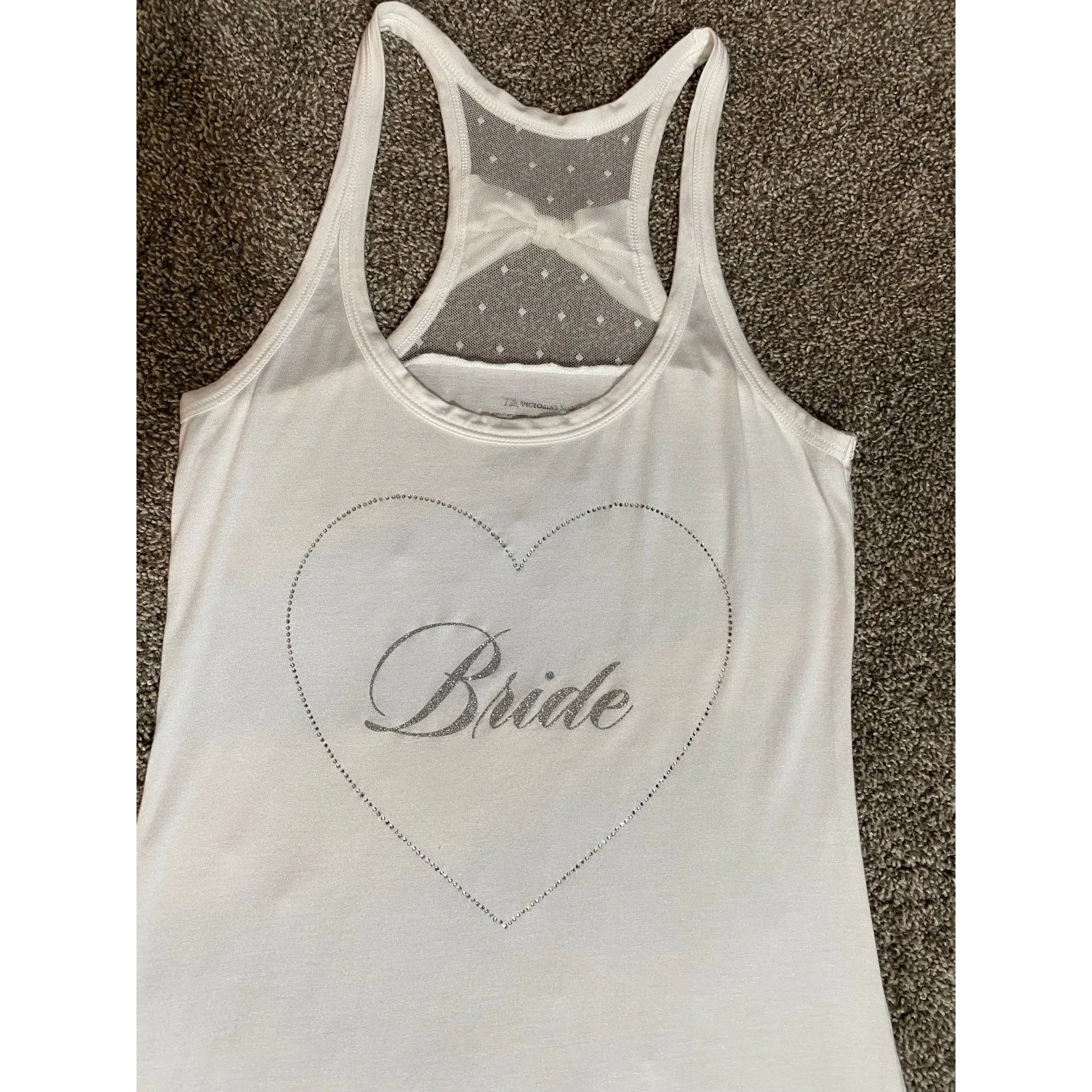Victoria’s Secret “Bride” White Tank Top Size M with Mesh Back Bow Detail - Image 6