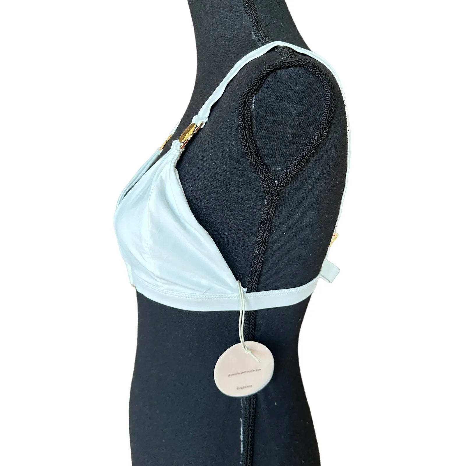 Camila Coelho White Triangle Bikini Top LARGE Plunging Designer Viviana $88 NEW - Image 5