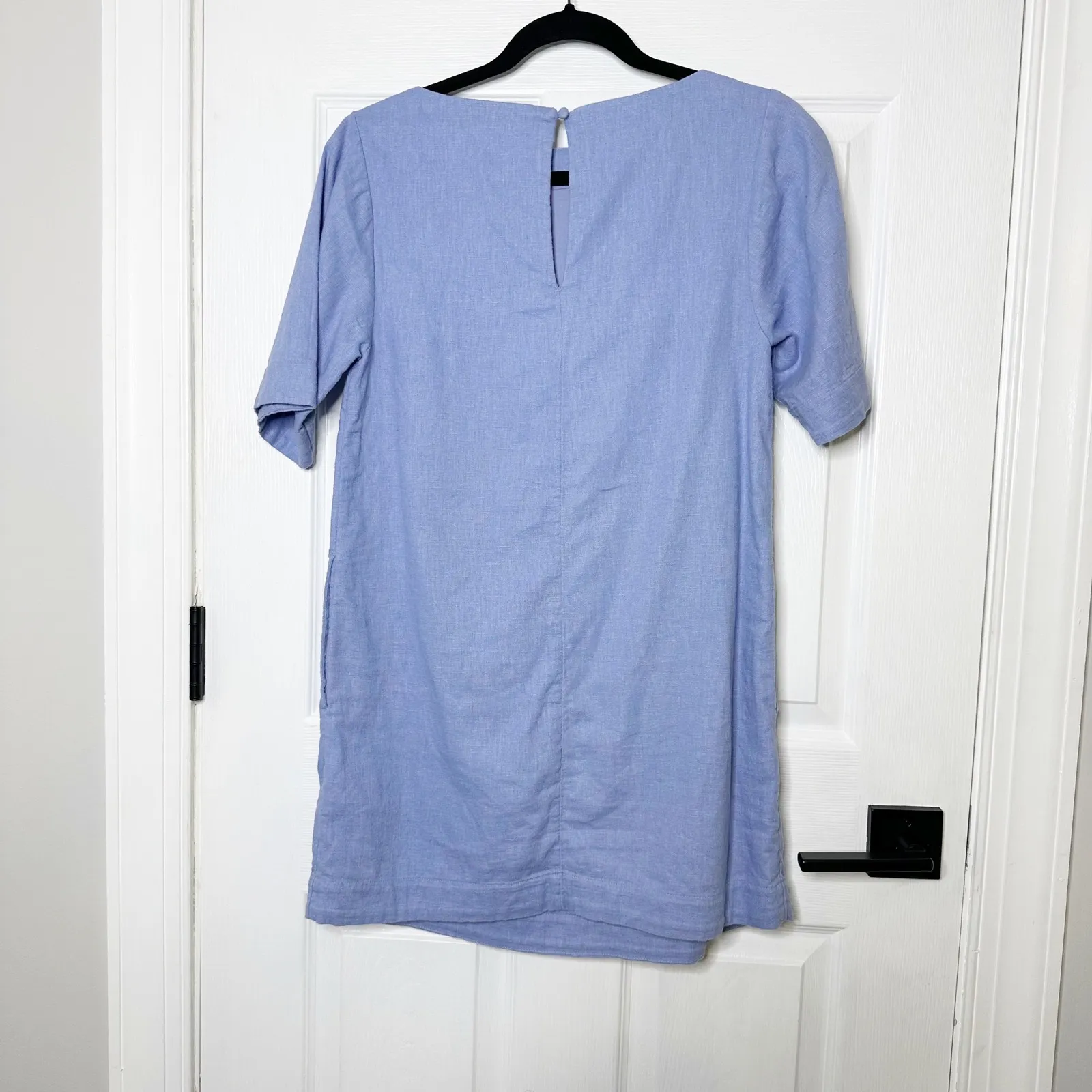 Abercrombie & Fitch Womens XS Linen Blend Blue Short Sleeve Mini Casual Dress - Image 6