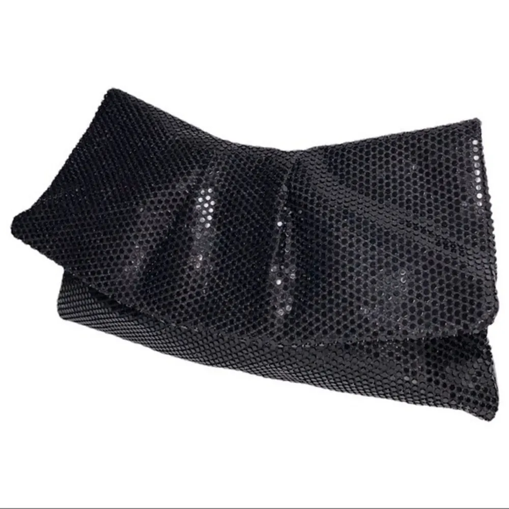 Lumured Vintage Black Beaded Sequin Mesh Envelope Carry Evening Clutch - Image 3