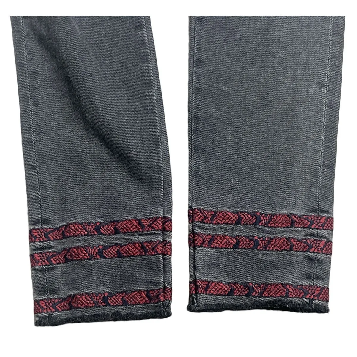 Driftwood Black Jackie Embroidered Stripe Skinny Jeans Size 27 - Image 6