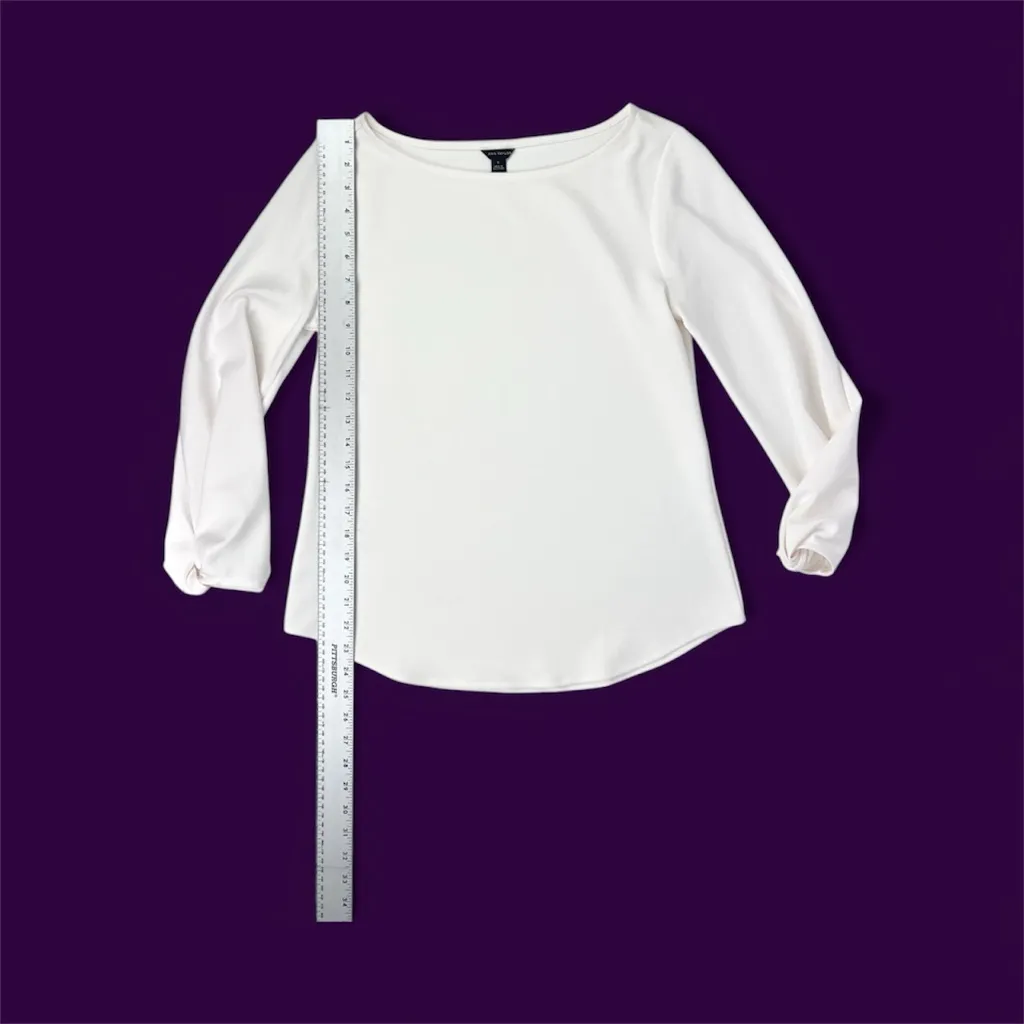 Ann‎ Taylor Cream White Long Sleeve Dressy Blouse Size Small - Image 3