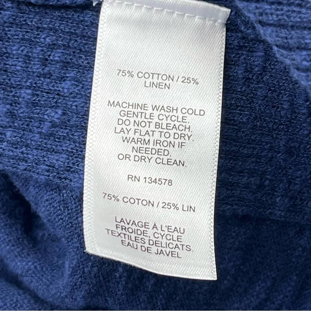 Vineyard Vines Textured Linen Cotton Cardigan Women Deep Bay Blue Sweater XL NEW - Image 4