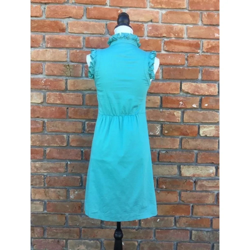 Max & Cloe Ruffle High Collar Dress Blue Green - Image 6