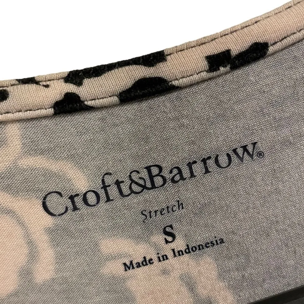 Croft & Barrow Black White Garden Floral Short Sleeve A Line Stretch Midi Dress - Image 5