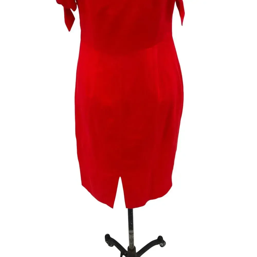 Abercrombie and Fitch Dress Sheath Tie Off the Shoulder Linen Blend Red Size 4‎ - Image 13