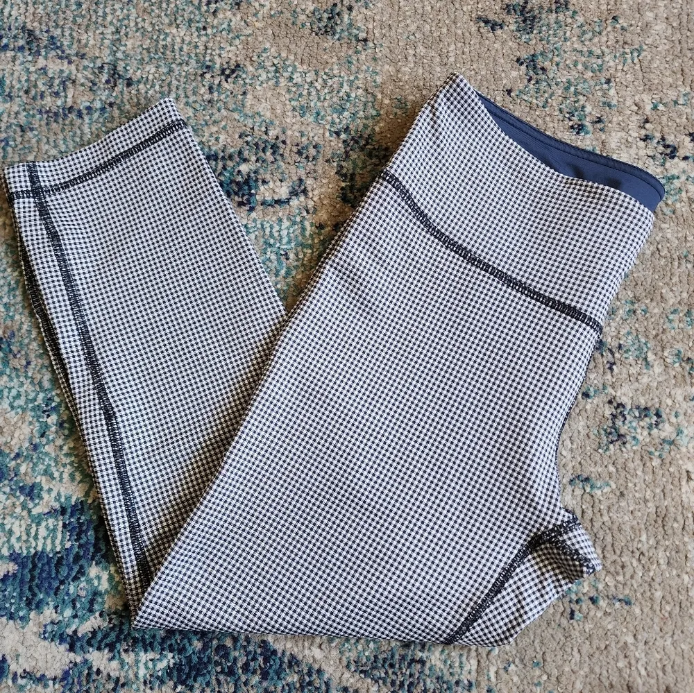 90 degree by Reflex blue gingham ankle leggings size medium - Image 4