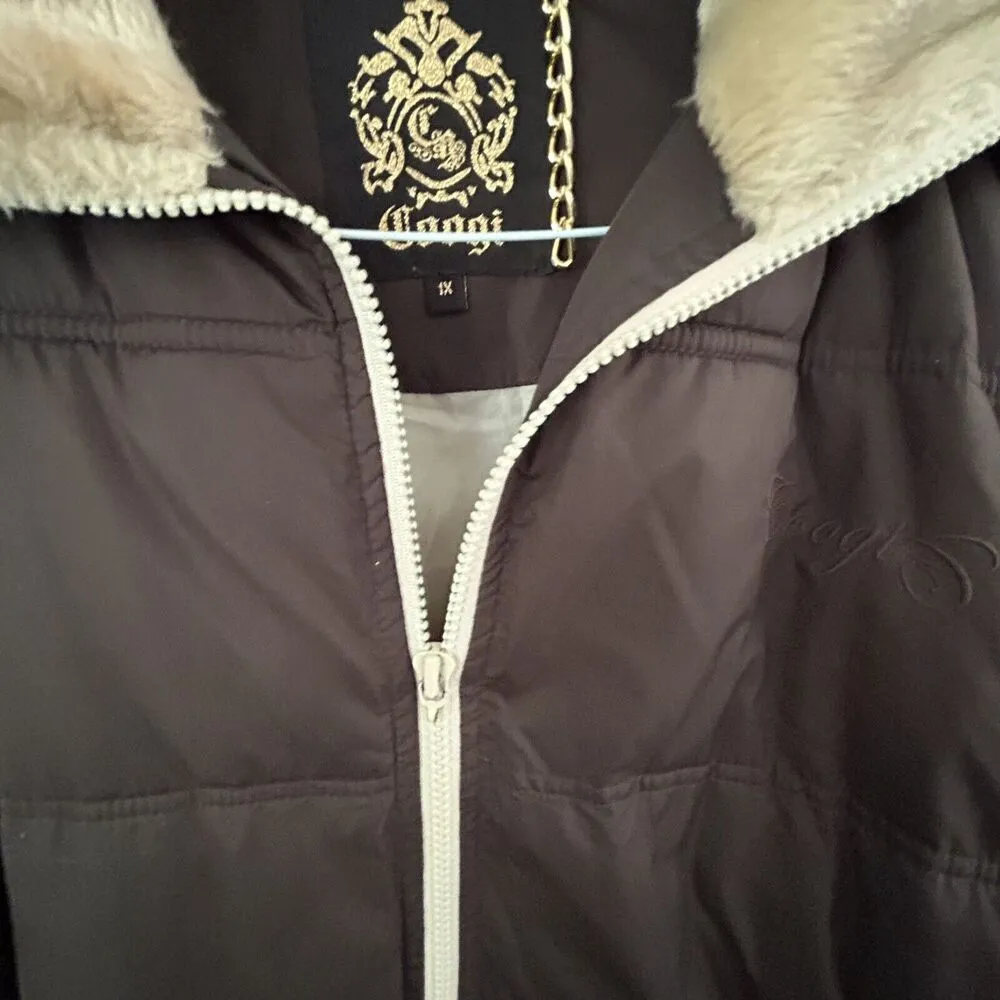 Vintage COOGI Long Brown Puffer Coat Jacket Women's Size 1X Hooded READ - Image 12
