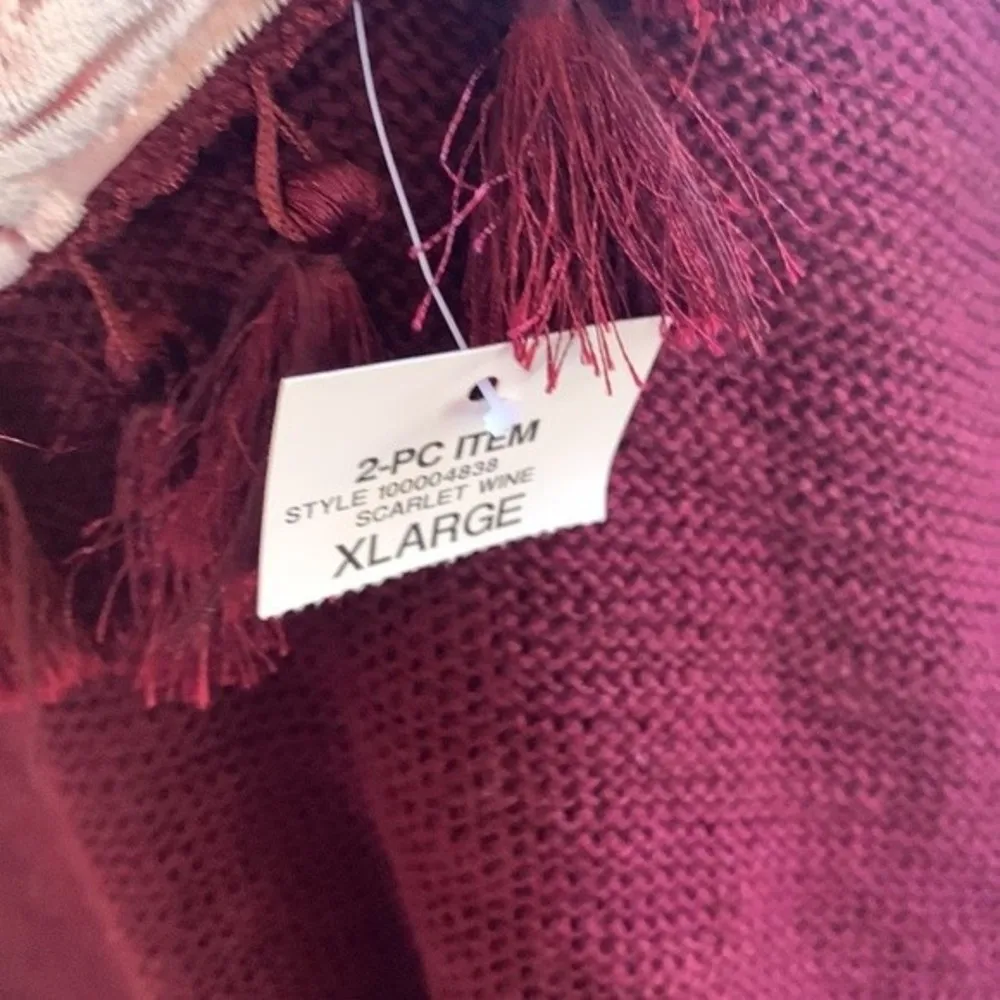 Burgundy Style & Co sweater with detachable scarf XL - Image 6