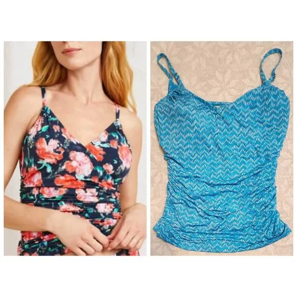 Garnet Hill Ruched Surplice Tankini Top Size 12 - Image 2