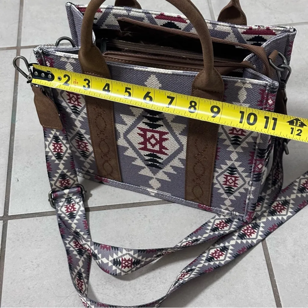 Wrangler Women Aztec Southwestern Crossbody Tote Lavender Bag Purse - Image 10