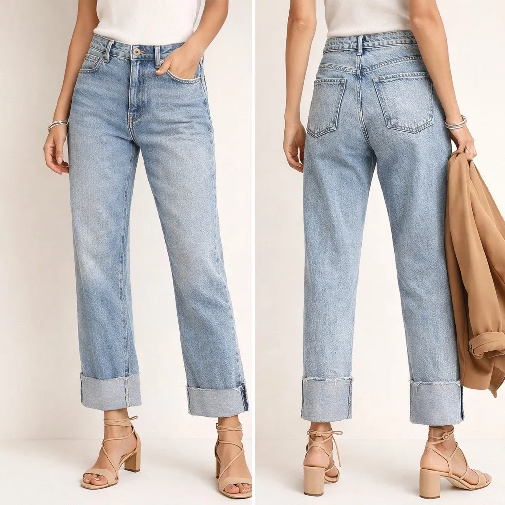 Banana Republic Cuffed Slouch Boyfriend Jeans 26/2 Acid Stone Wash Medium - Image 2