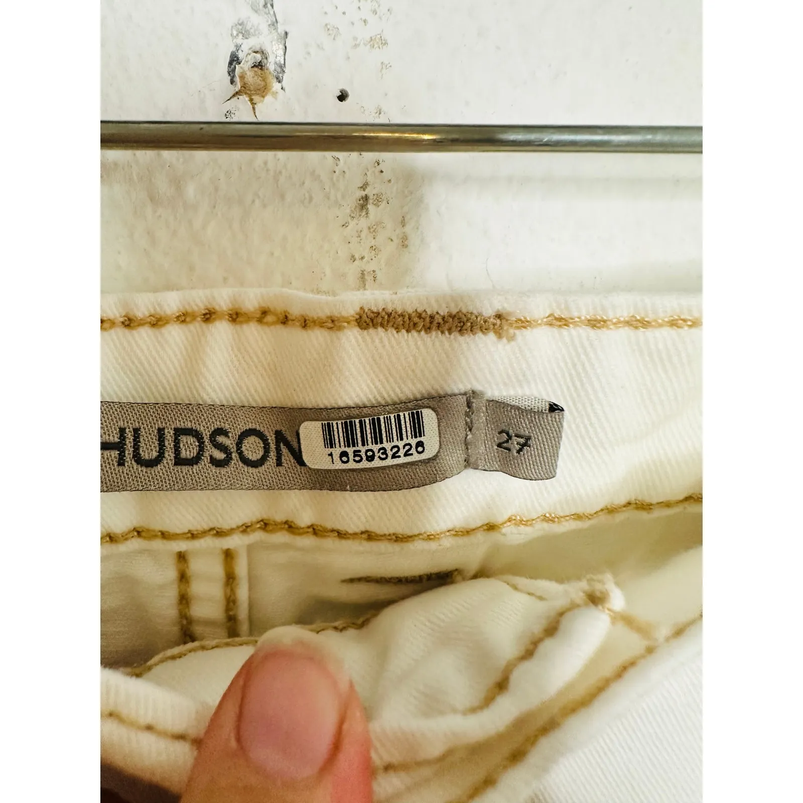 HUDSON White High-Rise Cargo Welt Pockets Wide Leg Loose Fit Jeans Size 27 - Image 8