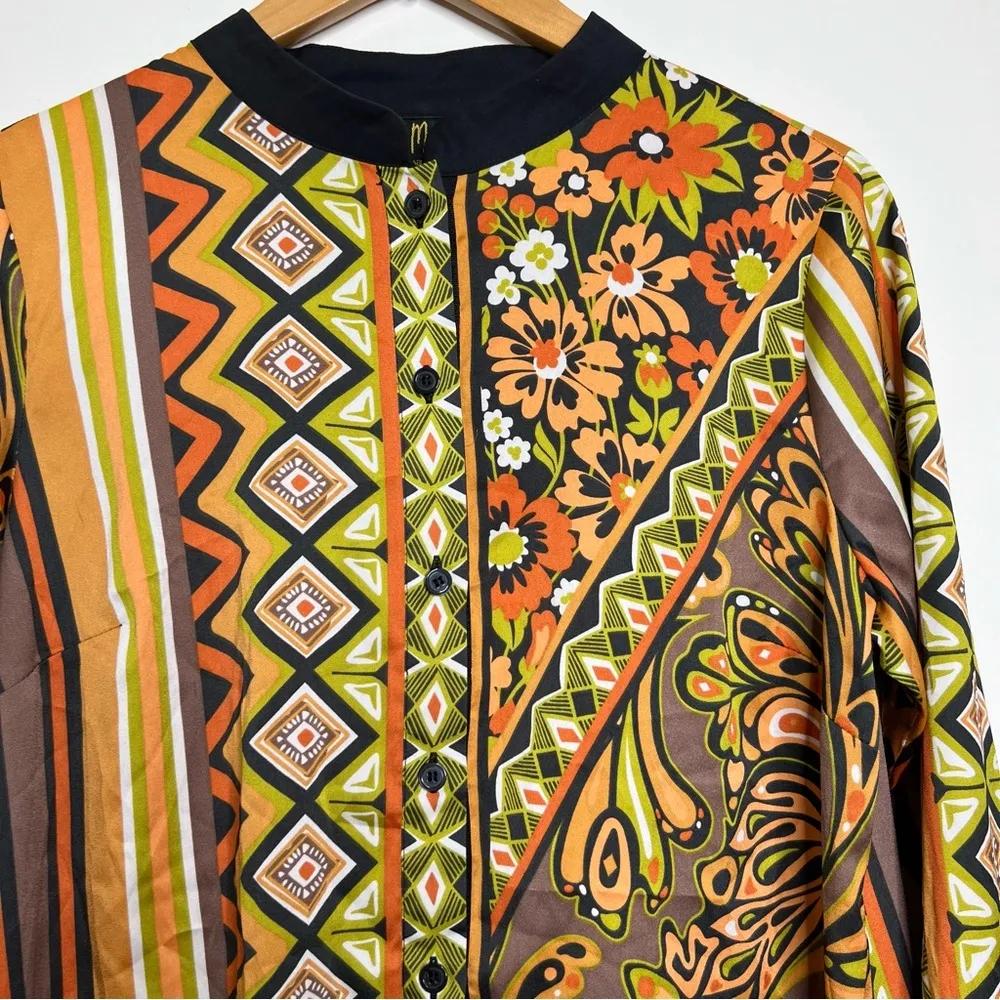 Vintage Bob Mackie Wearable Art Blouse Women’s Size Medium Mandarin Collar Retro - Image 5